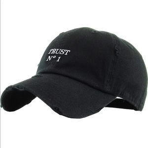 Trust no1 black frayed dad cap hat
